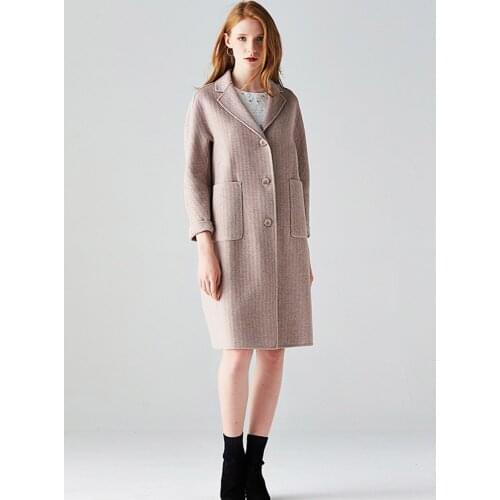 High Quality 2019 Fashion Woolen Coat Women Autumn Winter New Double-sided Cashmere Elegant Jacket Solid Color Long Woolen Coats