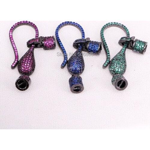 5PCS ZYZ321-8016 Micro Pave CZ Lobster Clasp, Pave Enhancer Clasp, CZ Snap Clasp, Jewerly Closures