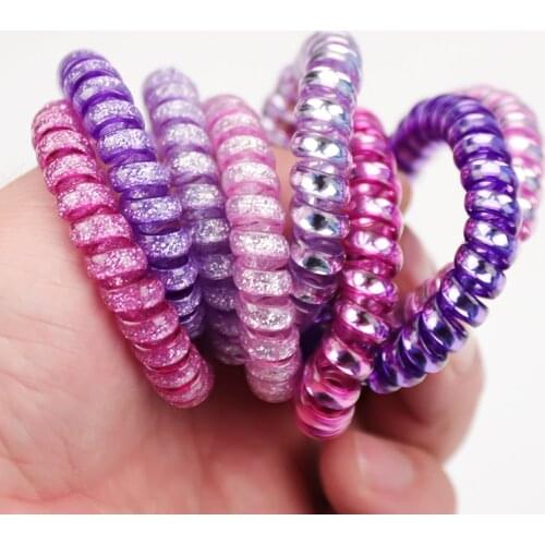 4pcs/Set Hair Ring Grape Colour For Girls Women Telephone Cord Elastic Ponytail Holders Headwear New Fashion Accessories Tie Gum