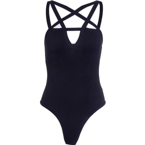 2021 Sexy Hollow Out Bodycon Black Bodysuits Body Lady Backless Casual BodysuitWomen Summer Bandage Star Gothic Darkness