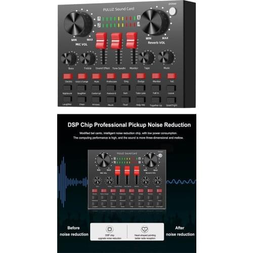 Sound Card, Portable Mobile Audio Mixer, Karaoke Sound Mixer Recording Sound Card for Live Broadcast, K Songs, Recording