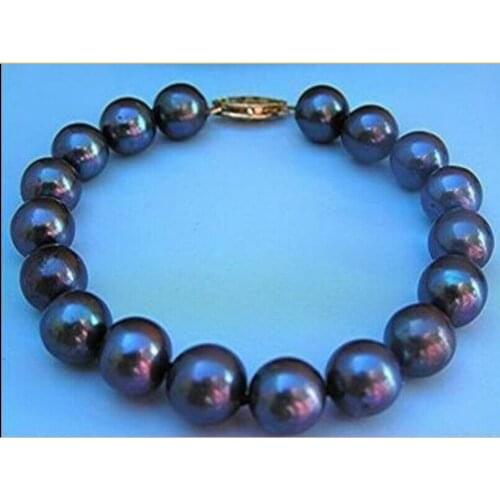 00994 HUGE HOT 10-11MM AAA TAHITIAN BLACK PEARL BRACELET 7.5 8 INCH