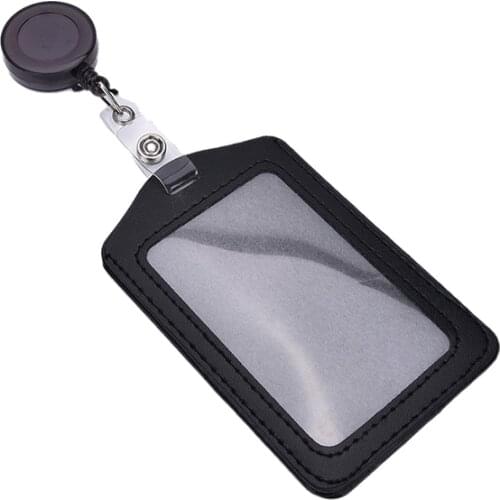 1pcs Bank Credit Card Holders PU Card ID Holders Identity Badge Retractable Reel