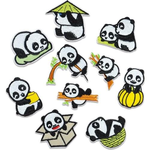 1pcs Pandas Patches Animal Badge for Clothing Iron Embroidered Patch Applique Iron Sew on Patches Sewing Accessories for Clothes
