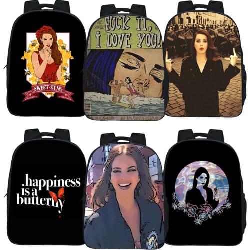 12 Inch Singer Lana Del Rey Backpack Childrens Bookbag Kindergarten Bag Cool Boy Small Backpack Cartoon School Bags Mochila