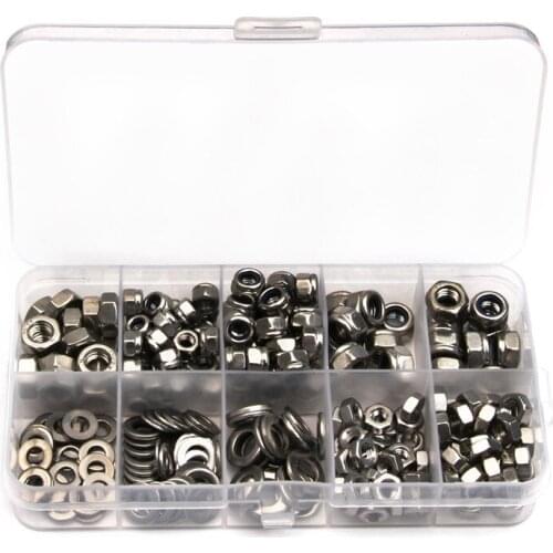 255PCS Stainless Steel M4 M5 M6 Hexagon Screw Bult Nuts Washer Kit With Flat Washer Plain Washer Gaskets Assortment Kit