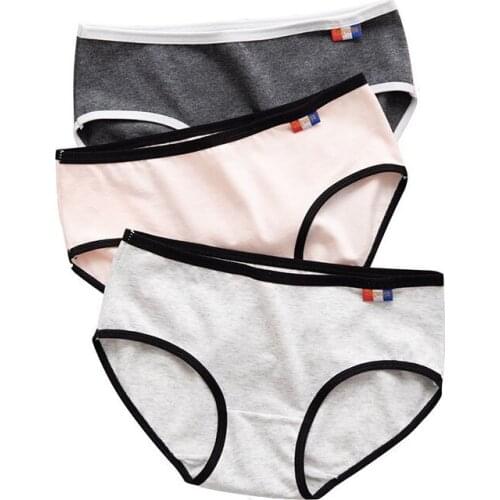 3Pcs/lot Solid Panties Women Cotton Underwear Woman Plus Size Briefs Girls Panty Women Underpant Breathable Female Sexy Lingerie