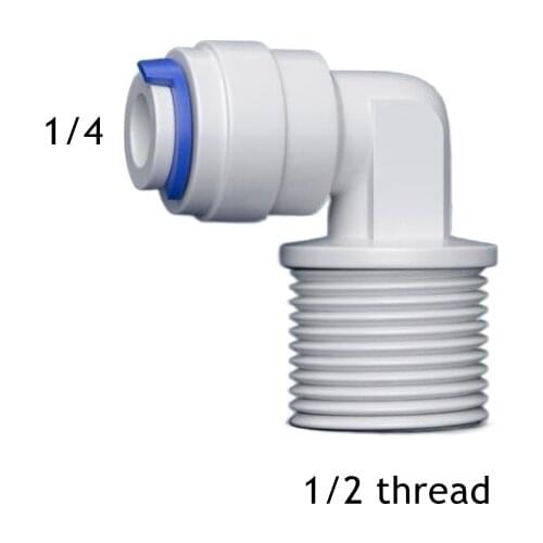 1/2" Male Thread - 1/4" OD Tube PE Pipe Fitting Hose Elbow Quick Connector Aquarium RO Water Filter Reverse Osmosis System