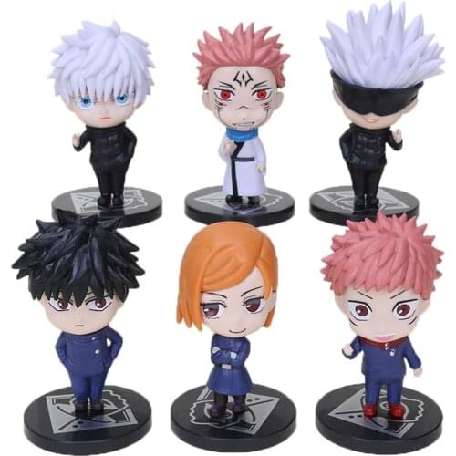 6pcs/set Anime Jujutsu Kaisen Figure Toys Jujutsu Kaisen Gojo Satoru Itadori Yuji Fushiguro Q Version Model Dolls PVC Figures