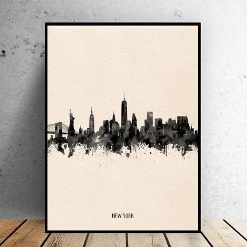 New York City Black ink Abstract Art Canvas Poster Home Decor Painting Prints Home Decor Wall Poster Decoration For Living Room