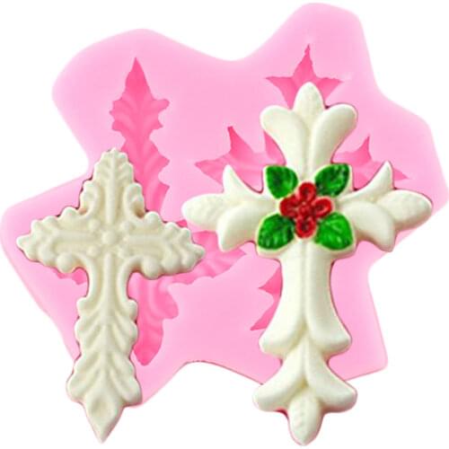 Baroque Scroll Relief Cross Silicone Mold DIY Cupcake Topper Fondant Cake Decorating Tools Chocolate Gumpaste Candy Resin Mould