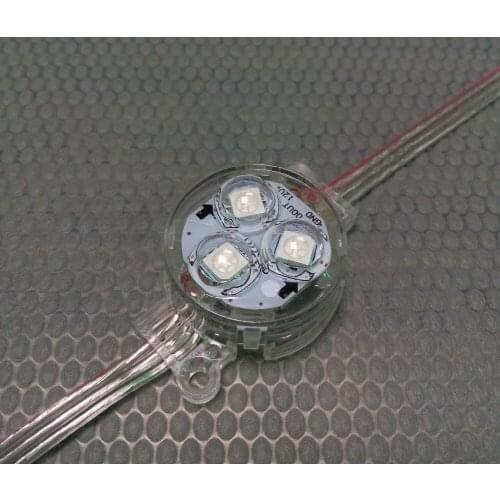 30mm diameter;DC12V;UCS1903 IC;IP68;addressable;0.72W(3LEDs);RGB full color;transparent cover;IP68 rated;with fixing thread