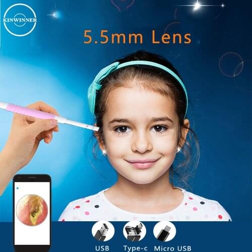 In Ear Cleaning Endoscope Camera USB Visual Ear Spoon 5.5mm Mini Camera Android PC Type-C auricle Pick Otoscope Borescope