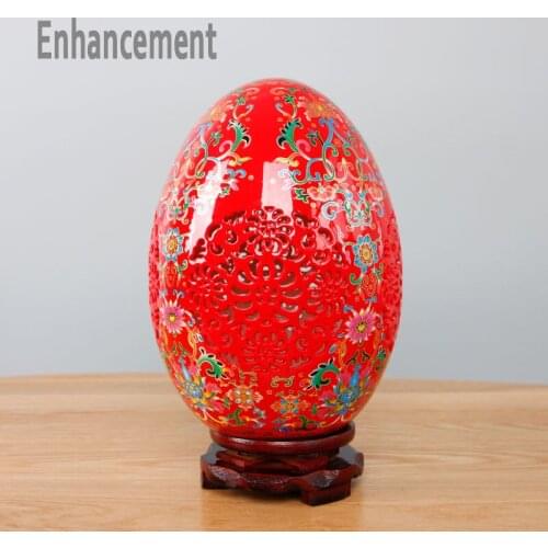 Red Crystal Glaze Jingdezhen Ceramic Vase Chinese Style Pierced Lucky Egg Vase Wedding Gifts Home Handicraft Furnishing Articles