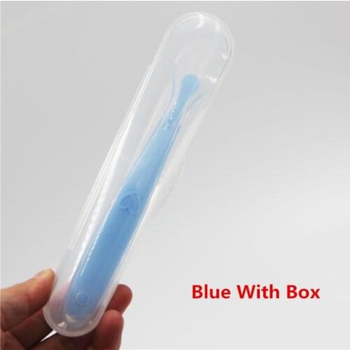 1PC Baby Feeding Spoon with Storage Box Non-Slip Baby Trainning Spoon Food Grade Silicone Cute Baby Feeding Tableware