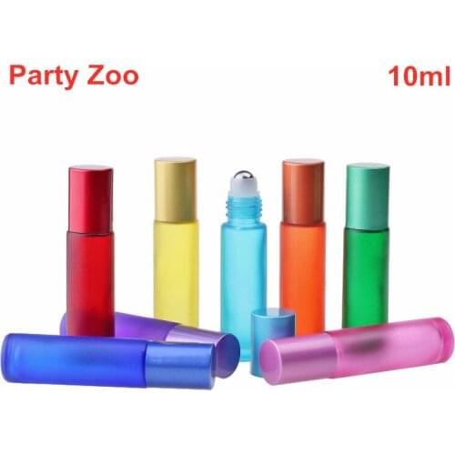 400 X 10ml Rainbow Series Frosted Thick Glass Roll-On Essential Oil Empty Perfume Bottle With Matte Cap Durable For Travel