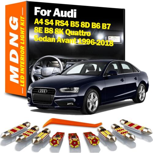 MDNG Canbus For Audi A4 S4 RS4 B5 8D B6 B7 8E B8 8K Quattro Sedan Avant 1996-2018 LED Interior Lights Map Dome Trunk Lamp Kit