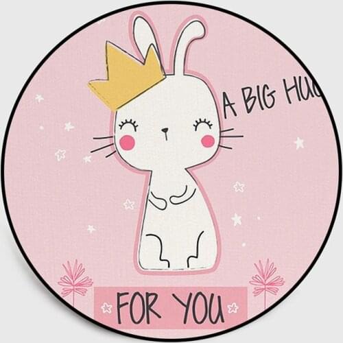 Cute Cartoon Parttern Rabbit Children Room Carpet Lovely Pink Rugs Girls Room Chair Mat Non-Slip alfombra infantil T345