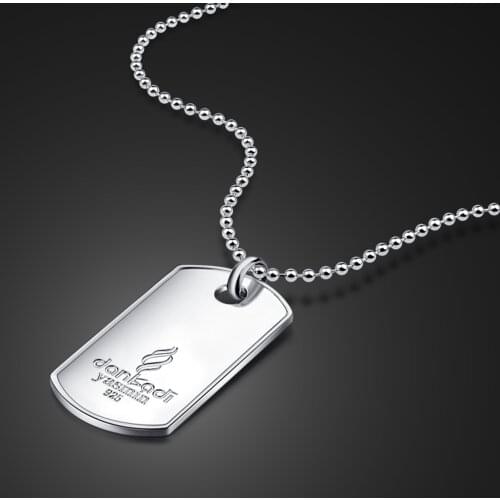 Fashion 100% 925 Sterling Silver Hip Hop Long Chain Necklace For Women Men Jewelry Gifts Army card Pendant Choker Accessories