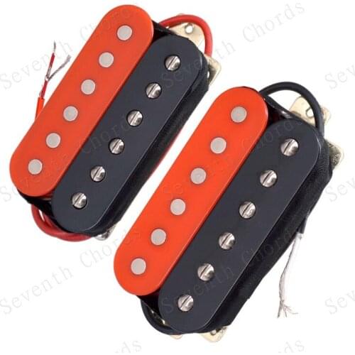 A Set 2 Pcs Red & Black Bobbin Double Coil Pickups Humbucker for Electric Guitar - Without Ring