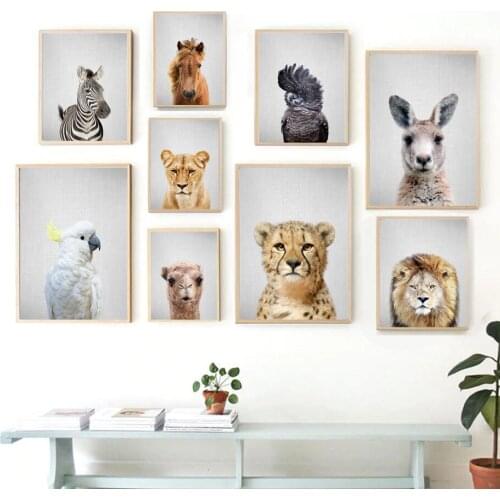 Parrot Rabbit Alpaca Lion zebra Leopard Wall Art Canvas Painting Nordic Posters And Prints Animals Wall Pictures Kids Room Decor