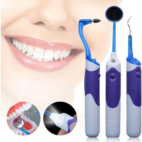 NEW Dental Care Tool Set Anti-fog Dental Mirror Battery Powered Scaler Tartar Stains Removal Cleaning Kit
