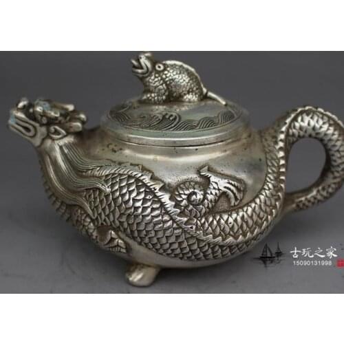 Very rare Qing Dynasty silve teapot,Dragon,Free shipping