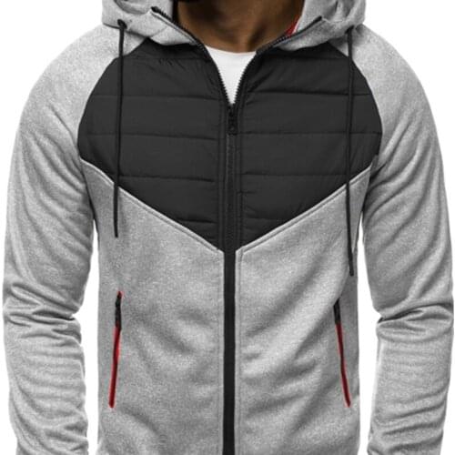 Autumn and Winter New Mens Casual Sweatshirt Zipper Hoodie Coat Mens Stitching Cardigan