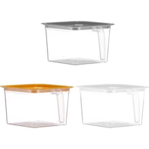 One Piece Of Plastic Transparent Food Storage Box Container With Lid Handle Kitchen Refrigerator Crisper Storage Box