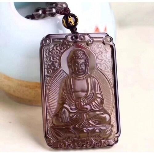 Ice obsidian Natural Stone Pendant RuLai Laughing Buddha Pendant Sweater Chain Necklace for Women Men Fashion Jewelry JoursNeige