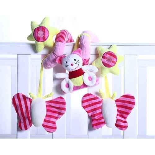 The New Baby Pink Cat Rattles Children Bed Bell Hanging The Bed Early Childhood Educational Toys Baby Bed Bells