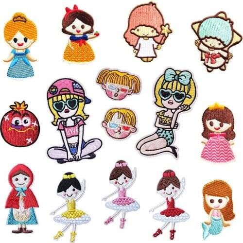 Customized Wholesale Computer Embroidery Dancing Little Girl Embroidered Cloth Stickers Clothes and Bags Decorative Sticker