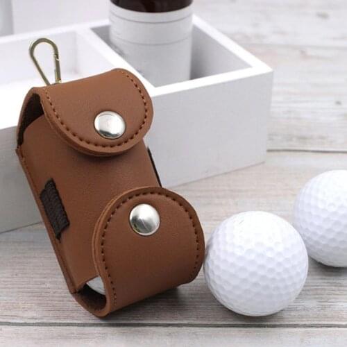Portable Hanging Golf Storage Box 1 Pcs Cowhide Leather Golf Balls Holder Mini Golf Belt Bag Golf Accessories