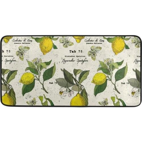 Anti Fatigue Kitchen Mat Lemon Floor Mat Soft Standing Mats Non Slip Kitchen Rugs Bath Rug Runner Carpet for Indoor Outdoor