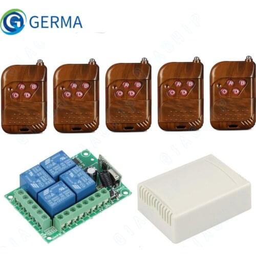 GERMA 433 Mhz RF Transmitter Remote Control + Wireless 433Mhz DC 12V 4 CH Remote Control Switch RF Relay Receiver Module DIY