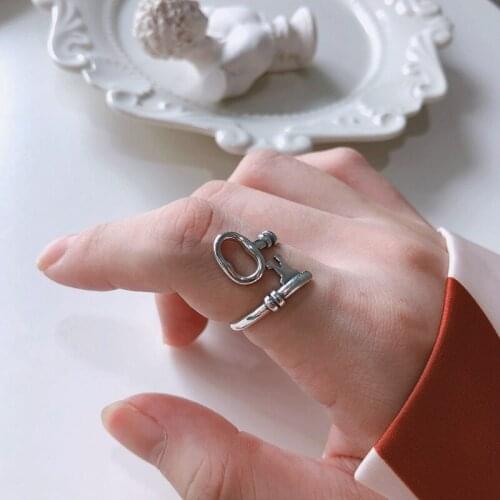 Silvology 925 Sterling Silver Key Rings Vintage Creative Design Korea Style Adjustable Rings for Women Silver Birthday Jewelry