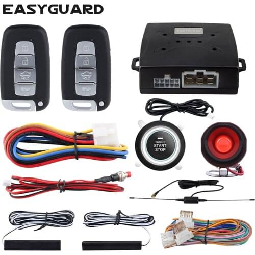 EASYGUARD car pke security alarm remote engine start push button start stop keyless entry system universal version auto alarm
