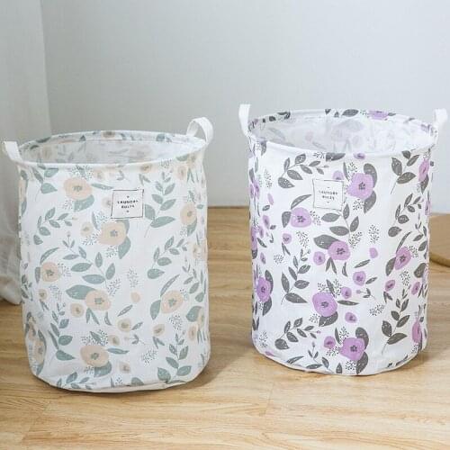 Color Printing Folding Laundry Basket Round Storage Bin Bag Large Hamper Collapsible Clothes Toy Holder Bucket Organizer