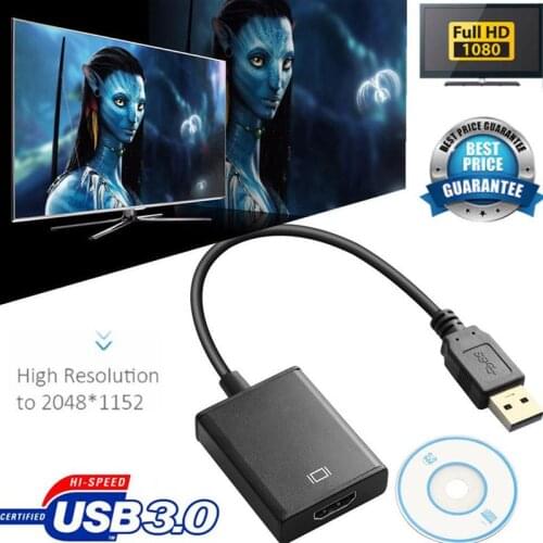USB 3.0 To HDMI Video Adapter Full 1080P Converter For Computer Laptop HDMI External Graphics Card Conversion Line (Black)