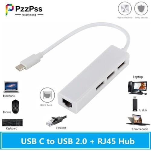 PzzPss USB 3.1 HUB Type c to Ethernet Network LAN Adapter 100Mbps RJ45 USB-C with usb 3 Ports USB HUB Splitter for MacBook Pro