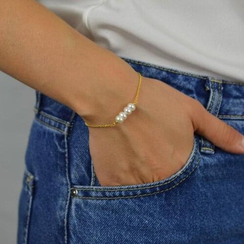 Pearl bracelet, freshwater pearl bracelet, four pearls, real pearl bracelet, exquisite bracelet, lady bracelet, gift for her