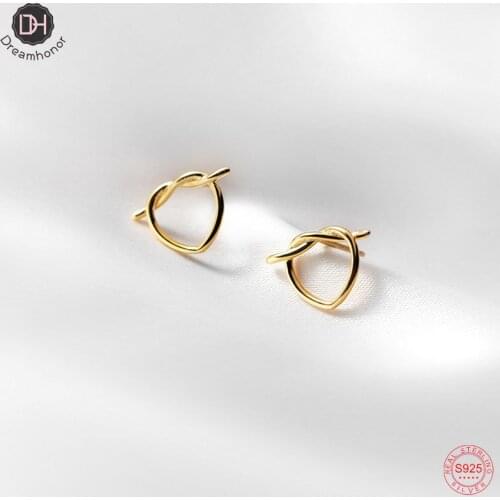 Dreamhonor Simple Elegant Gold Color Hollow Heart Stud Earrings Brincos For Women Party Jewelry Gifts