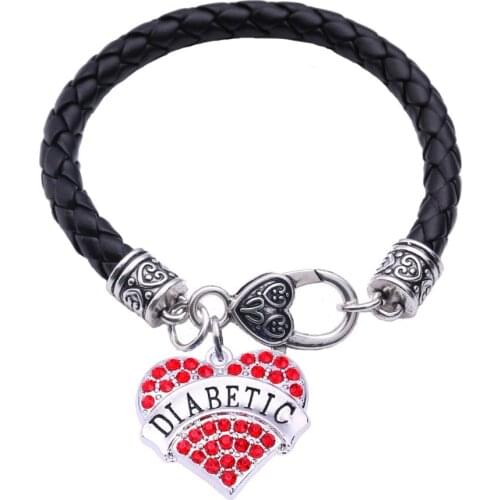 Fashion Jewelry Charm Bracelet For Female Personality Feeling Words DIABETIC Written In Heart Pendant Zinc Alloy Dropshipping