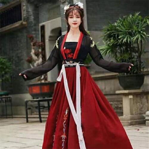 Women Chinese Traditional Hanfu Costumes Performance Dance Dress Ancient Han Dynasty Oriental Princess Cosplay Stage Wear Outfit