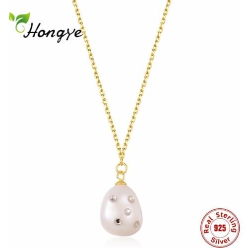 Hongye New Freshwater Natural Pearl 925 Sterling Silver Water Drop Neckalce Hot Sale Fashion Party For Women Girl Jewelry