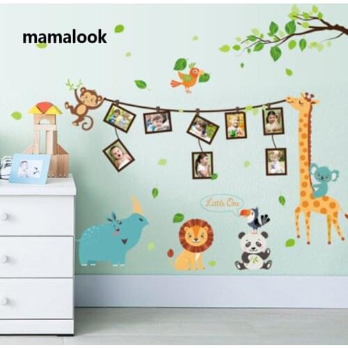 Giraffe Wall Stickers Cartoon Jungle wild Animal Wall Decals DIY Vinyl Stickers for Kids Room Nursery Home Bedroom Decoration