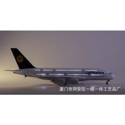 1/160 LED Voice Light Lufthansa Airplane A380 Resin Aircraft Model Collection In Stock