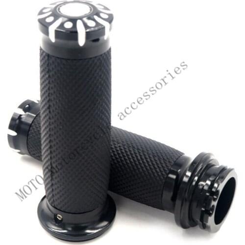 1" CNC Motorcycle Handlebar Hand Grips With Logo For Harley Sportster XL883 XL1200 Softail Touring Dyna Custom Cruiser Chopper