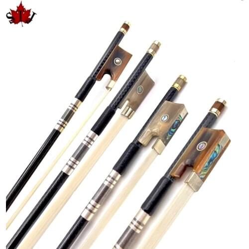 Professional plaid black Carbon fiber violin bow,white/red bow frog