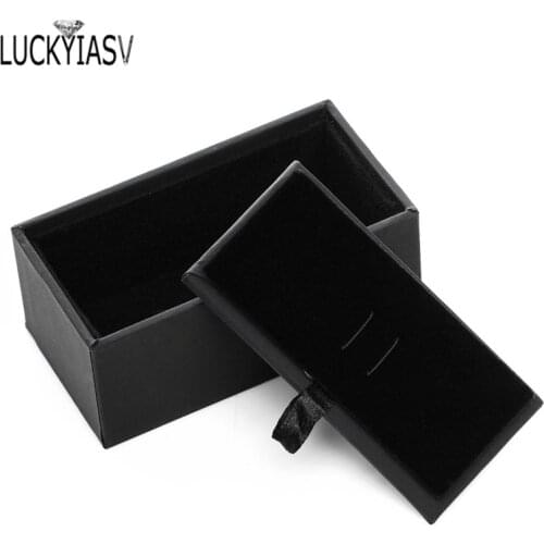 20pcs/lot Whiolesale Black Leather Tie Clip Storage Box Case Jewelry Display Organizer Mens Gift Box 8.5*4.5*3.5cm